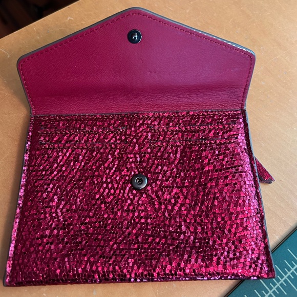 Mz Wallace Red  Sparkle Leather Greta Wallet - Picture 2 of 10